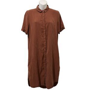 Anthropology Selected Femme Shirt Dress 100% Lyocell Brown With Pockets SZ S (36